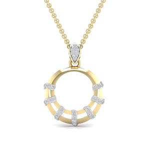 Delicado colgante circular apilable con diamante de laboratorio redondo de 0.16 ct, color E-F, VVS-VS, diamante cultivado en laboratorio en oro de 14K, para uso diario, ideal para regalo. - Product Image 3
