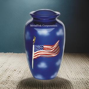Urna clásica de cremación con estampado de bandera de EE. UU., estilo americano, cenizas funerarias para adultos, entierro de Metal, urnas decorativas para veteranos, fabricante de tarros - Product Image 2