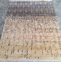 Modern High Quality Customizable Hand-Knotted Cotton Area Rug Set Geometrical Pattern Beige Aqua Eco-Friendly Waterproof Pet