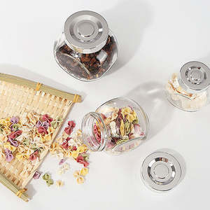 Pot en verre transparent de luxe pour le stockage dans la cuisine, pot plat scellé pour aliments, thé, collations, bonbons, emballage - Product Image 4