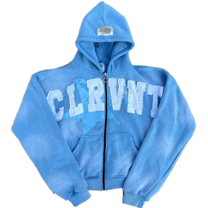 Manufacture Zipper Distress <b>Hoodie</b> <b>Men</b> High Quality Sun Faded Hood <b>Mens</b> Winter Loose Fit Distress Sun Fad Zip-Up <b>Hoodie</b> <b>Men's</b> - Product Image 6