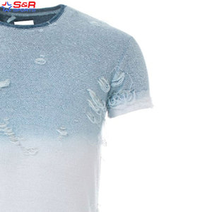 T-shirt de détresse 100% coton uni avec service OEM pour hommes T-shirts de détresse respirants nouvelle mode de couleur unie taille personnalisée - Product Image 5