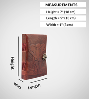 Carnet de croquis A5 en cuir véritable imprimé, motif éléphant en relief, journal à spirale, 120 feuilles, couverture marron élégante cousue