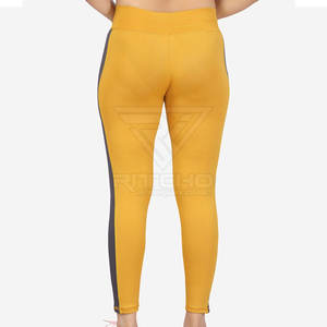 Leggings de yoga 100% coton à motif solide de taille moyenne de haute qualité Offre Spéciale la dernière conception à un prix raisonnable - Product Image 4