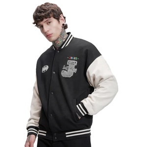 Veste universitaire pour homme avec logo personnalisé, manches régulières, noire, 100% laine, respirante, coupe-vent, grande taille, décontractée, hiver, service OEM - Product Image 2