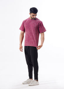 T-shirt lavable à l'acide personnalisable Mroon haute qualité 100% coton T-shirt à manches courtes à col ras du cou pour hommes - Product Image 6