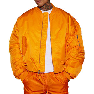 Abrigo informal de talla grande para hombre, chaqueta Bomber de Color sólido, chaqueta Bomber de punto de poliéster con cremallera de estilo Vintage para primavera, Otoño e Invierno - Product Image 1