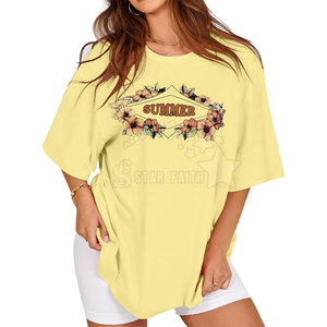 Cómoda camiseta de gran tamaño para mujer, de lona, holgada, transpirable, ligera, informal, elegante, para uso diario - Product Image 1
