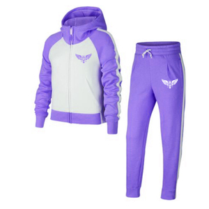 Ensemble de survêtement 2 pièces en coton 100 % violet et blanc 2025 avec logo personnalisé, sweat à capuche zippé et pantalon de jogging – Vêtements de sport et streetwear décontractés en gros - Product Image 1