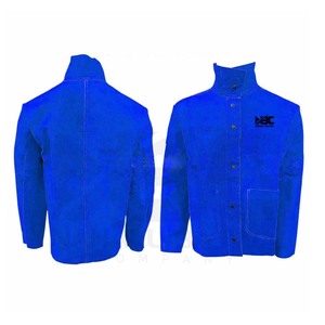 แจ็คเก็ตเชื่อมสีน้ำเงิน FR (สารหน่วงไฟ) พร้อมแขนเสื้อหนัง - Product Image 6