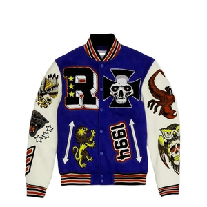 OEM Unisex logotipo bordado personalizado chaquetas de béisbol con mangas de cuero Varsity invierno alta calidad parche trabajo botón Decoración - Product Image 6