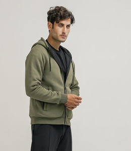 Sweat à capuche pour homme de qualité supérieure, doublure intérieure en polaire sherpa, couleur unie, vêtements d'extérieur pour homme, manches longues, coupe-vent - Product Image 4