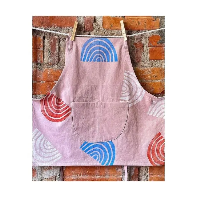 Avental de cozinha arco-íris estampado inteligente para mulheres bordado adulto criança curto bonito estilo único suprimentos de limpeza doméstica
