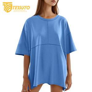 Camiseta básica de gran tamaño con logotipo de impresión personalizado de peso pesado Camiseta de algodón 100% de moda de talla grande de alta calidad para mujer - Product Image 5