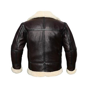 Chaqueta de bombardero para hombre, chaqueta de cuero de piel de oveja Real de aviador, abrigo de invierno clásico de piloto de vuelo de la Segunda Guerra Mundial, forro de piel cálido - Product Image 5