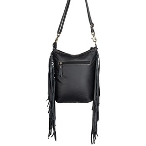 กระเป๋าสะพายข้างหนังวัวโบฮีเมียนแนววินเทจสินค้าขายดีกระเป๋าสะพายไหล่แฟชั่นสำหรับผู้หญิงสลักติดพู่ทำด้วยมือ - Product Image 3