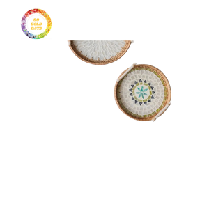 Bandeja de ratán y nácar artesanal vietnamita, bandeja de servicio tejida a mano para uso elegante en el hogar o restaurante - Product Image 4