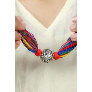 Collar de Plata 925 con Bolas Multicolor Noor Chitai, Cadena de Eslabones Chapada en Oro Doori, Estilo Bohemio, con Diamante como Piedra Principal, Joyería de Latón - Product Image 2