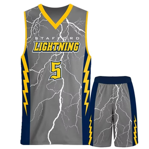 Uniforme de basket-ball respirant pour jeunes, ensembles sublimés avec techniques imprimées - Product Image 1