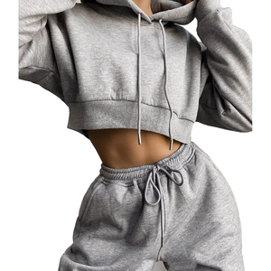 Sudaderas con capucha recortadas de estilo coreano para mujer, sudaderas con capucha de algodón de alta calidad - Product Image 3