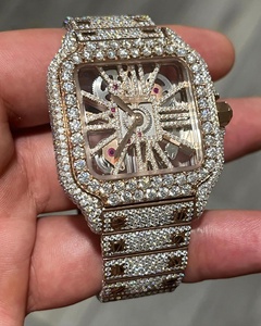 Hip-hop phong cách sang trọng cơ khí đồng hồ chống thấm nước biểu tượng tùy chỉnh kim cương moissanite quay số cửa sổ thời trang rapper thiết kế - Product Image 5