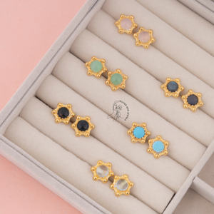 ต่างหูแฟชั่นสำหรับปาร์ตี้ต่างหู925เงินสเตอร์ลิงสีเทอร์ควอยซ์ลายกุหลาบมูนสโตนสีสันสดใสรูปดาวต่างหูเม็ดกลมสำหรับผู้หญิง - Product Image 2