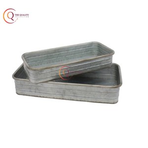 Juego de bandejas de metal galvanizado chapado antiguo más vendido, nuevo diseño, Juego de 2 piezas, platos y platos al por mayor de India - Product Image 4