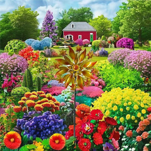 सौर संचालित हस्तनिर्मित कला डेको ग्लास गेंद मौसम प्रतिरोधी धातु पवन स्पिनर यार्ड सजावट - Product Image 6