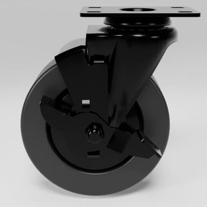 Set 04 swivel casters 5 inch with and without break high capacity <b>black</b> and <b>white</b> color <b>2</b> years warranty - Product Image 2