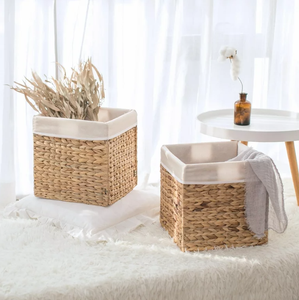 Handwoven Vintage Style Water Hyacinth Storage <b>Basket</b> Flexible & Sustainable <b>Foldable</b> Design for Home Organization - Product Image 1
