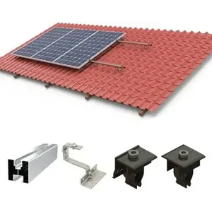 Set Tetto a Tegole per 4 Moduli Solari Argento o Nero - Product Image 1