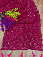 Tendance indienne magnifiquement conçue demi Jalebi Saree Georgette broderie séquence travail pour fête et mariage porter