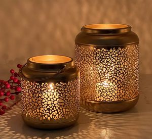Decorative Gold Metal <b>Candle</b> Holder Hollow Out <b>Candle</b> Hanging <b>Lantern</b> for Home Holiday Garden Party Ramadan - Product Image 6