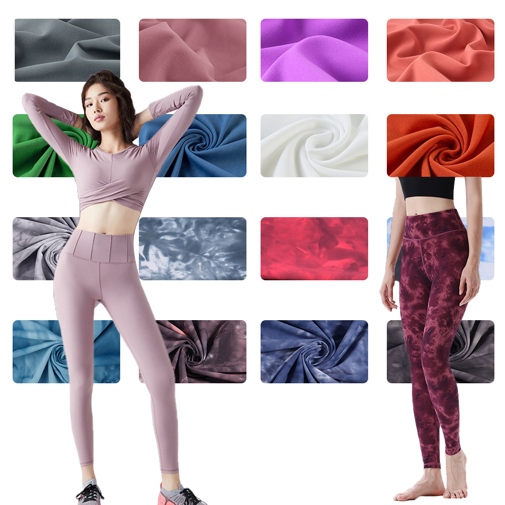 Active Wear Breathable Plain Heavyweight Nylon 70% Spandex 30% Brushed Interlock Fabric for Yoga Leggings Sports Bra Crop Girls