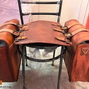 Enormes alforjas de cuero nativo 2X Bolsas laterales de motocicleta marrones clásicas Cuero genuino - Product Image 4