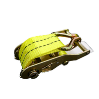 PROVINA Sangle d'arrimage à cliquet personnalisée avec logo jaune, 3 mètres, 1,5 pouce (38 mm), en polyester, avec crochet de chargement, charge de rupture 2000 kg S/J/E