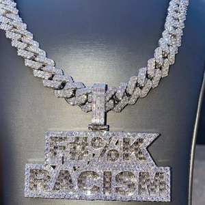 Colgante de eslabones chapado en plata 925 con diamantes VVS, joyería brillante personalizada para hombre, pasa la prueba del probador de diamantes - Product Image 4