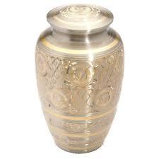 Hot Sale Quality <b>Large</b> Brass Cremation <b>Urns</b> With Silver Plating Emboss Design <b>Urns</b> Low Prices Fully Engraved Brass <b>Urns</b> for Ash - Product Image 2