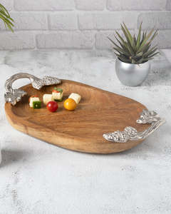 Bandeja de comida de madera ovalada Bandeja de servicio elegante para catering y uso doméstico - Product Image 4