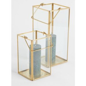 Juego de 3 portavelas votivas de cristal de hierro y Metal de forma cuadrada, moderno, de lujo, hecho a mano, ligero, duradero, decoración del hogar, Mesa - Product Image 5