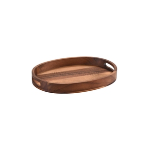 Plateau en bois de manguier de vente chaude de couleur brun clair naturel avec une forme ronde unique et une surface texturée idéale pour l'affichage - Product Image 6