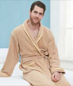 Bata de Spa de terciopelo de algodón unisex compra profesional para parejas Albornoz de terciopelo OEM ropa de dormir para hombre incluye 2 piezas - Product Image 5