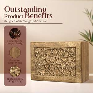 cremation <b>Wood</b> <b>Urns</b> <b>for</b> Human <b>Ashes</b> with decorative natural <b>wood</b> with custom design available - Product Image 3