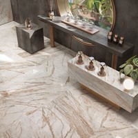 Carreaux de parquet effet marbre italien en grès cérame pleine masse, veinage doré, 100% naturel, finition polie, grandes dalles, chambre, villa