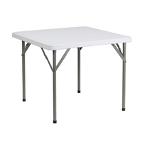 Table pliante carrée de 3 pieds en plastique HDPE bjflamingo Table à manger carrée en plastique blanc