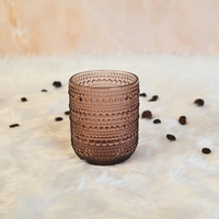 Juego de 6 Vasos de Vidrio y Copas de Vino de Lujo en Color Oro Rosa con Patrón de Gotas de Lluvia en Relieve, Estilo Vintage, para Fiestas