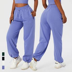 Pantalones de chándal de cintura alta para mujer, pantalones transpirables para correr con bolsillos para entrenamiento de Yoga, estilo informal de invierno 2024 - Product Image 1