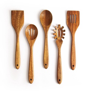 Ustensiles de cuisine de haute qualité avec logo personnalisé Ensemble de cuillères en bois d'acacia et de teck naturel Ensemble d'ustensiles de cuisine en bois spatule - Product Image 1
