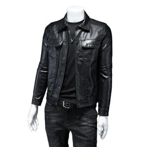 OEM boomber nueva chaqueta de cuero informal para hombre diseño de logotipo personalizado al por mayor chaquetas de hombre de talla grande de piel sintética pura en blanco - Product Image 3