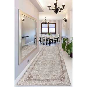 พรมสไตล์วินเทจสีเบจแบบอูชัก: ดีไซน์ตุรกีกันลื่น พรมบางแบบไม่ทอ - Product Image 4